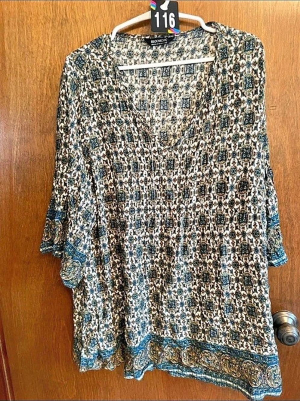 BloomChic Paisley Tunic in Blue & Cream Size XL Like New